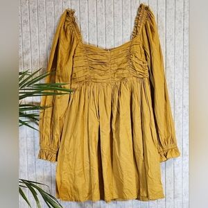 Aaron & Amber Mustard Yellow Cotton Mini Dress Medium